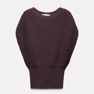 Zara Women's Deep Purple Knit Sweater